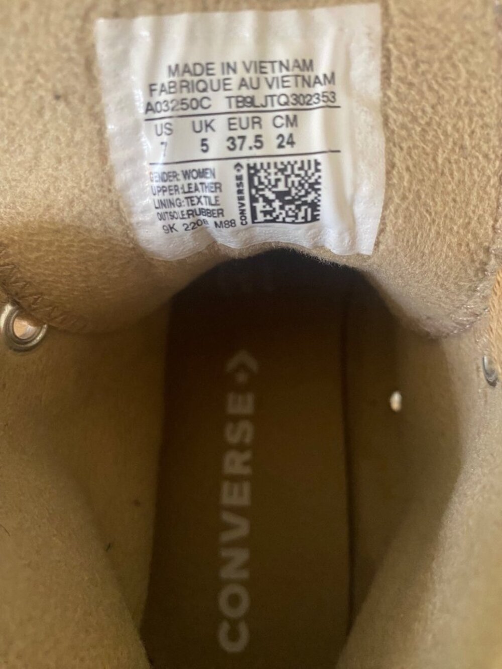 Converse Chuck Taylor All Star Womens Tan Suede High-Top Sneakers Size 7 - Picture 5 of 8